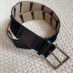 Nine West patchwork black leather belt